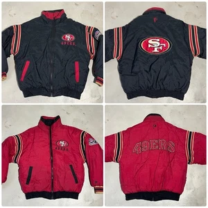 Chaqueta acolchada grande reversible de colección de los San Francisco 49ers para hombre jugador profesional años 90 - Imagen 1 de 8