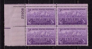 US USA Sc# 970 MNH FVF PLATE # BLOCK Fort Kearny Oxen Covered Wagon Pioneer - Picture 1 of 1