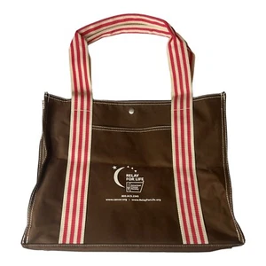 American Cancer Society Relay for Life Tote Bag Brown Pink Exterior Pocket Vtg - Picture 1 of 6