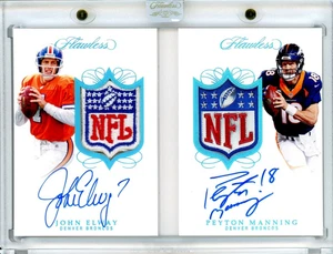 2019 PANINI FLAWLESS JOHN ELWAY PEYTON MANNING NFL SHIELD AUTO 1/1 BRONCOS DN2