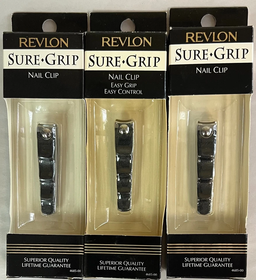 Clip de uñas Revlon Sure Grip 4685 raro embalaje amarillento cortador de uñas bueno 3 piezas Foto 1 de 2