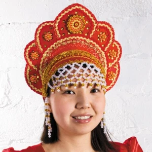 Red Kokoshnik Traditional Russian Folk Costume Headdress Кокошник KIDS / ADULTS - Picture 1 of 8