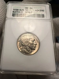 1938-D/D Buffalo Nickel ANACS MS64 Soapbox - Picture 1 of 12