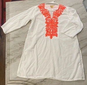 ROBERTA ROLLER RABBIT Women's White Inez Kurta $155 Neón M Cruise Beach Cover Up - Picture 1 of 5