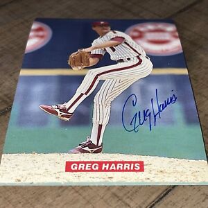 Greg Harris Autographed Signed 1989 Team Issued 4x6 Postcard Phillies