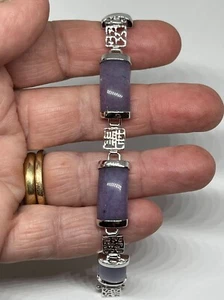 Bracciale Vintage Pietra Viola e Argento, 7,75 pollici - Foto 1 di 5
