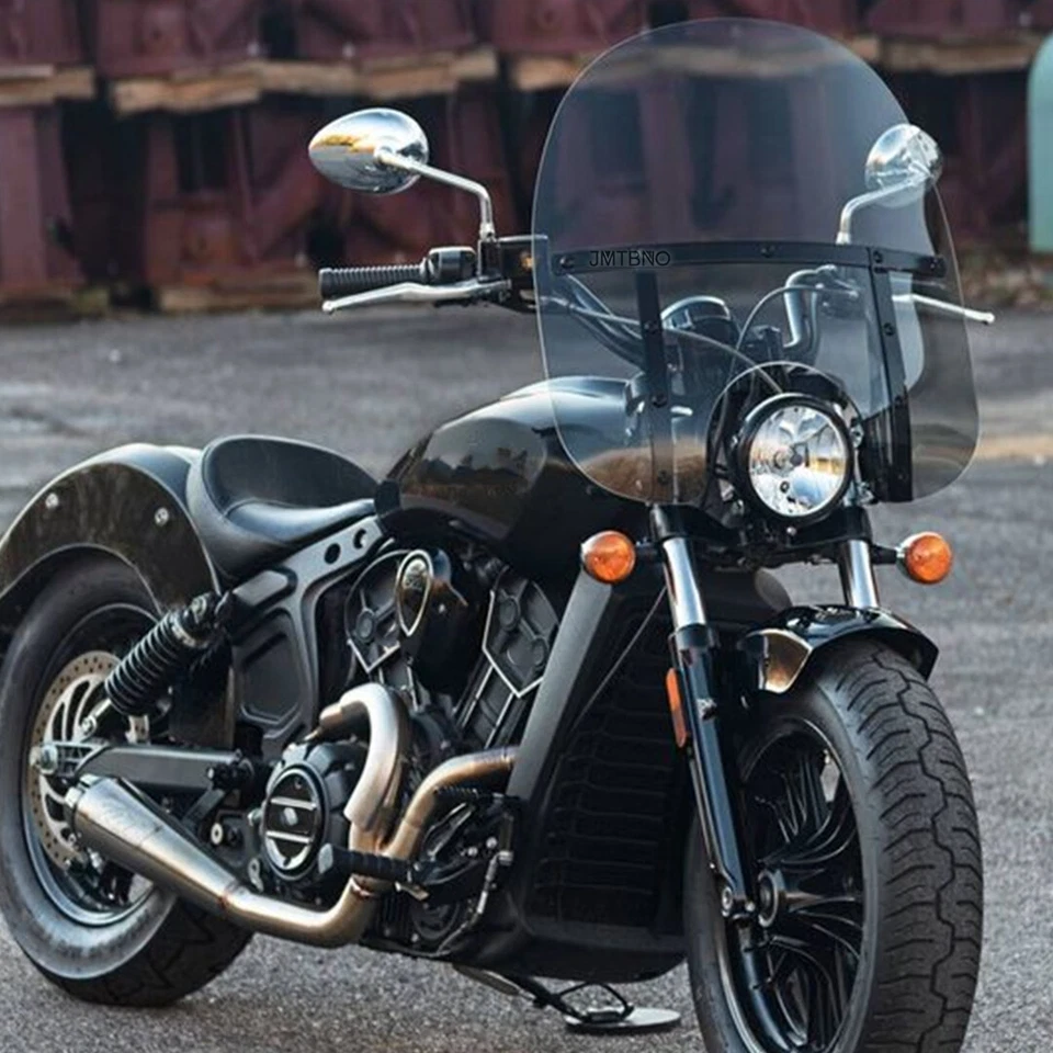 适用于印度童子军 18 英寸 x 16 英寸大号烟雾挡风玻璃 7/8 英寸 1 英寸车把 — 第 1/4 张图片