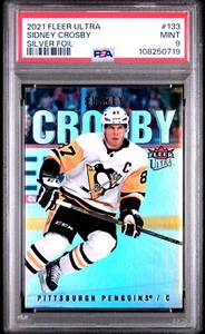 SIDNEY CROSBY 2021 UPPER DECK FLEER ULTRA SILVER FOIL #133 PENGUINS PSA 9 - Picture 1 of 2