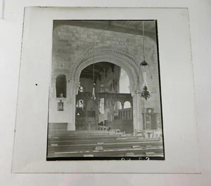 Antike s/w Glas Zauber Laterne Dia Kirche Innenraum unmontiert um 1900 - Bild 1 von 3
