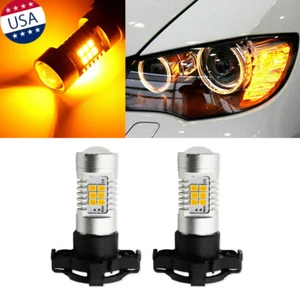 2x Front Turn Signal Light 21-SMD PY24W 5200s Amber LED Bulb For BMW E90 E92 - Picture 1 of 11