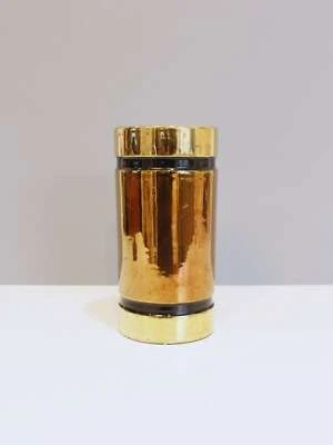 Bitossi Metallic Gold and Copper Ceramic Vase Black Rosenthal Netter Lusterware — 第 1/4 张图片