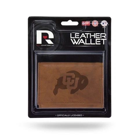 Colorado Buffaloes Embossed Brown Leather Trifold Wallet Cover