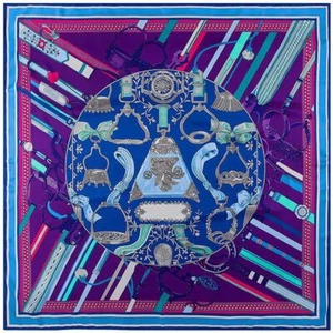 Saddle Print Silk Scarves Twill Bandana Wraps Women Luxury Accessories 1pc Set - Picture 1 of 18