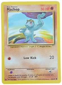Juego de cartas coleccionables Pokémon Machop 52/102 base ilimitado común casi nuevo - Imagen 1 de 2