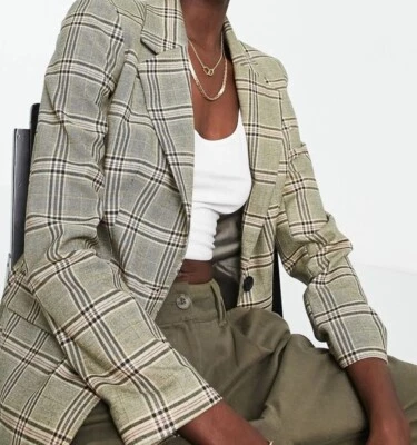 Blazer Topshop Mujer Estilo Ecuestre Cuadros Un Pecho Talla 2 Nuevo con Etiquetas Foto 1 de 4