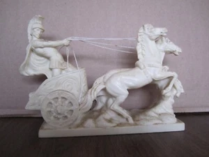 Vintage römischer Gladiator Pferde Streitwagen Skulptur A Santini Classic Figur Italien - Bild 1 von 10