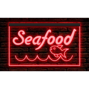 110026 Seafood Market Restaurant Shop Store Open Display LED Light Neon Sign - Picture 1 of 17