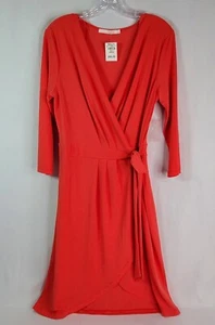 Have Size Large 3/4 Sleeve Wrap Tie/Button Waist Asymmetric Midi Dress - Picture 1 of 20