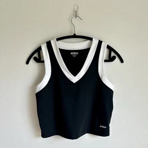 Prince Womens Fashion V-Neck Tennis Tank Top Sleeveless Black / White Size XS - Picture 1 of 5