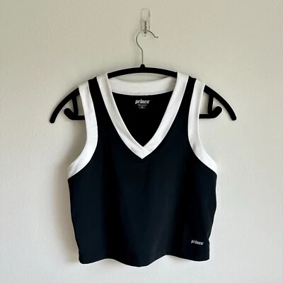 Prince Womens Fashion V-Neck Tennis Tank Top Sleeveless Black / White Size XS - Image 1 of 4