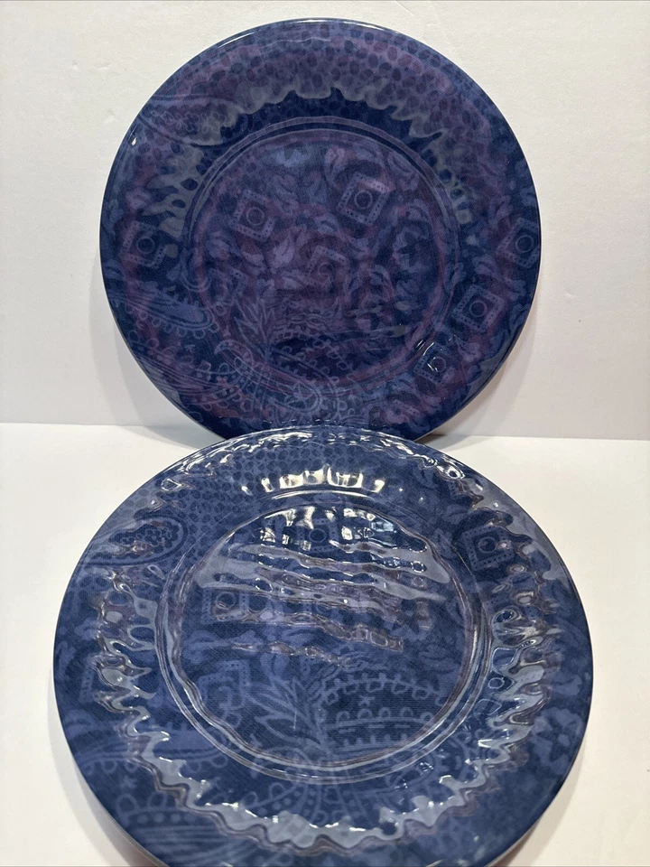 Juego de 4 Platos de Melamina Southern Living Azul Marino Exclusivamente Dillards 9.25" NUEVO Foto 1 de 4