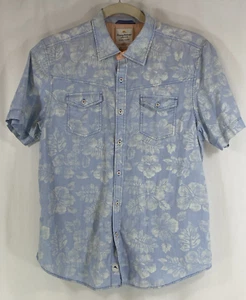 Tommy Bahama Jeans Island Crafted Shirt Mens Large Blue Floral Modern Fit - Picture 1 of 13
