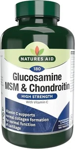 Natures Aid Glucosamine, MSM & Chondroitin - 180 Tablets + Vitamin C - UK - Picture 1 of 8