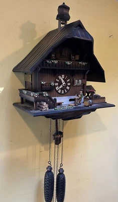 German Black Forest 8 Day Regula Animated Lumber Jack Sawyer Chalet Cuckoo Clock - Image 1 of 4