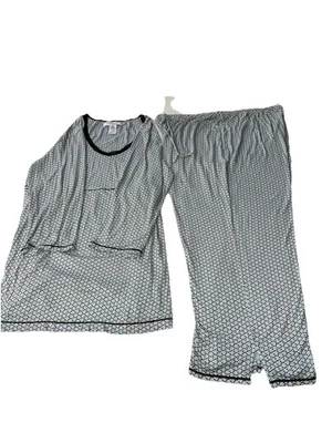 Pantalón capri para mujer Ellen Tracy PJ manga 3/4 ligero como nuevo con lunares negros S-Xl Foto 1 de 4