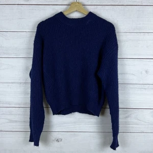 Reformation Women's Sweater Medium Blue Alpaca Nylon Oversized Fisherman Ribbed - Picture 1 of 7