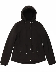 HOLLISTER Womens Loose Fit Hooded Windbreaker Jacket UK 6 XS Black BN12 - Picture 1 of 6