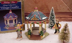 Gazebo vintage Holiday Time Village porcelana 4 1/2" T estatuilla accesorios caja - Imagen 1 de 11