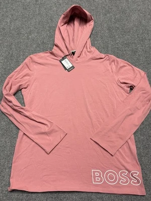 Hugo Boss Hooded T-Shirt Mens Medium Red Identity Long Sleeve Hood Tee - Image 1 of 4