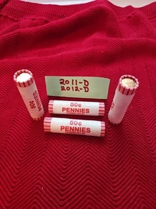 2011 & 2012 D Roll Penny's Two Beautifully Uncirculated Rolls - Picture 1 of 3