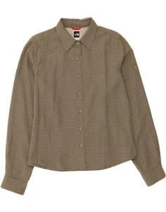 THE NORTH FACE Womens Shirt Blouse UK 16 Large Khaki Check Rayon BS04 - Picture 1 of 3