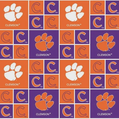 Clemson Block - TELA POR YARDA - Envío el mismo día, algodón púrpura naranja Foto 1 de 3