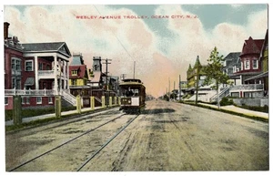 1908 Ocean City, N.J. Residential Railroad Trolley - Vintage New Jersey Postkarte - Bild 1 von 2