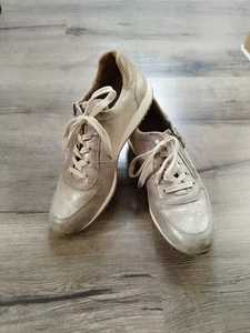 Echt Leder Sneaker Schuhe Paul Green beige Metallic glitzer Gr.41 Gr.7 - Bild 1 von 14