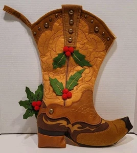 Western Cowboy Cowgirl Weihnachten Strumpf Dekoration Stechpalme Beere 18" lang EUC - Bild 1 von 5