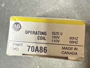ALLEN BRADLEY CAT# 70A86 OPERATING COIL SIZE 0 120 VOLTS 60 HZ - Picture 1 of 6