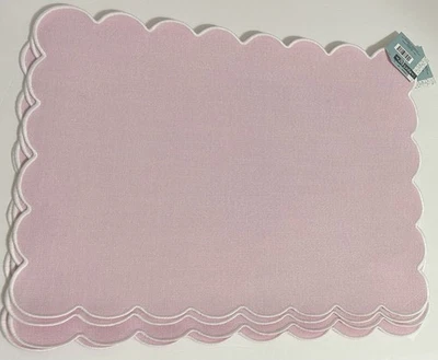 Hobby Lobby Set Of 4 Pink Placemats White Embodiered Scalloped Edge 14”X18” NEW - Image 1 of 3