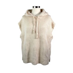 Zara Knit Hoodie Sleeveless Sweater Vest Cream chunky boho oversized sz S - Picture 1 of 7
