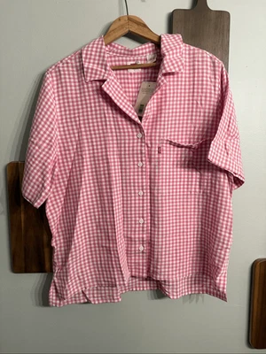 Camisa grande Levi’s Tameless Rose Iris Check Joyce Resort cuadrada con botones nueva con etiquetas Foto 1 de 4