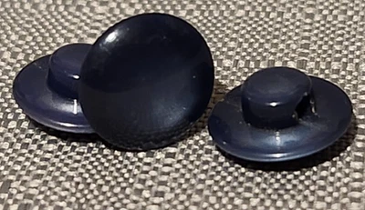 Vintage Dark Blue Shimmer Pearlesque Round Shank Buttons x3 7/16" (34) - Image 1 of 2