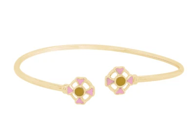 Brazalete Brazalete Esmalte Rosa y Amarillo Chapado en Oro Amarillo 14K Plata de Ley Foto 1 de 3