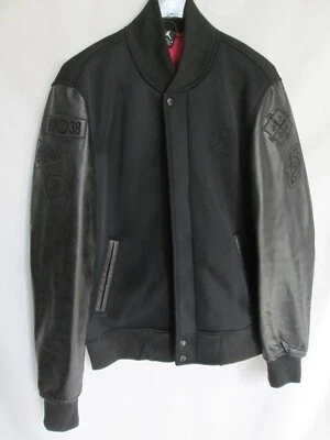 AIR JORDAN Men's XX Pinnacle Full Zip Leather Sleeves Black Jacket Size L - Image 1 of 4