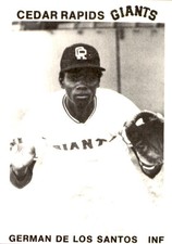 1975 Cedar Rapids Giants TCMA #5 German De Los Santos Dominican Republic DR Card
