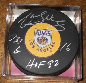 MARCEL DIONNE AUTOGRAPH SIGNED PUCK COA LOS ANGELES KINGS HOF 1992 JSA 731 GOALS - Picture 1 of 2