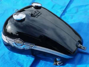 Harley Davidson 100th Anniv. FLSTC Softail 2003 TC88 Black Gas fuel tank #3833 - Picture 1 of 8