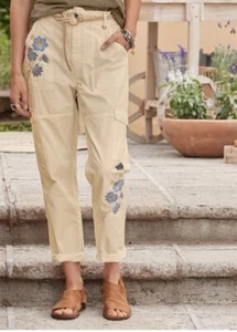 Sundance catalog Natalia Embroidered Pants, Light Beige, Size 4-6 - Picture 1 of 6